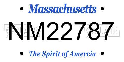 NM22787 Massachusetts License Plate