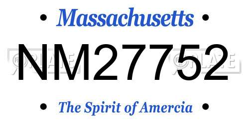 NM27752 Massachusetts License Plate