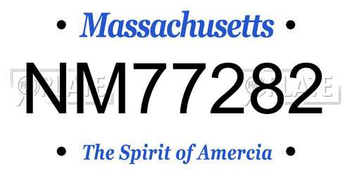 NM77282 Massachusetts License Plate