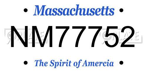 NM77752 Massachusetts License Plate