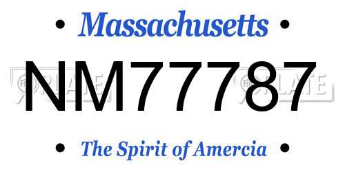 NM77787 Massachusetts License Plate