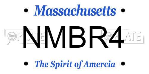 NMBR4 Massachusetts License Plate