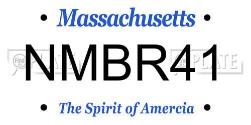 NMBR41 Massachusetts License Plate