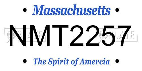 NMT2257 Massachusetts License Plate