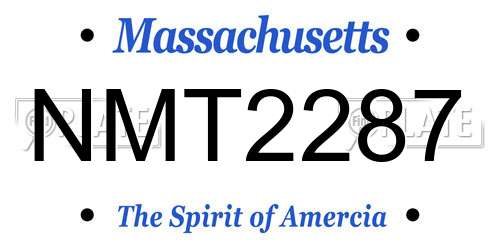 NMT2287 Massachusetts License Plate