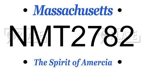 NMT2782 Massachusetts License Plate