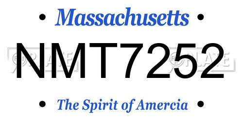 NMT7252 Massachusetts License Plate