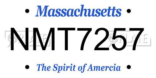 NMT7257 Massachusetts License Plate