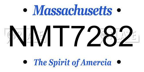 NMT7282 Massachusetts License Plate