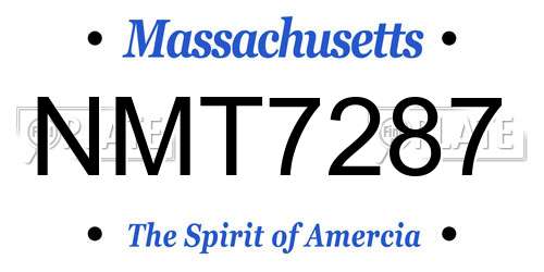 NMT7287 Massachusetts License Plate