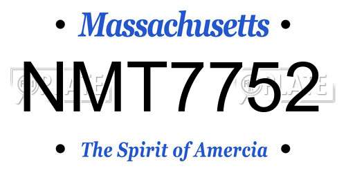 NMT7752 Massachusetts License Plate