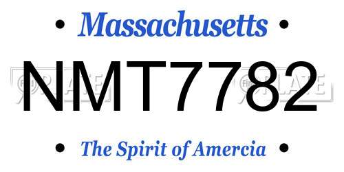 NMT7782 Massachusetts License Plate
