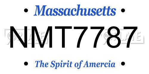 NMT7787 Massachusetts License Plate