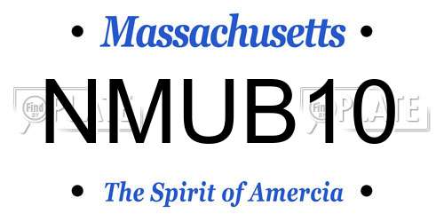NMUB10 Massachusetts License Plate