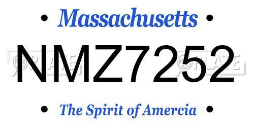NMZ7252 Massachusetts License Plate