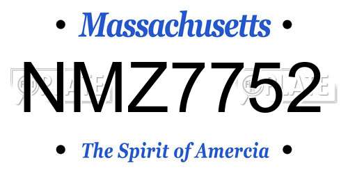 NMZ7752 Massachusetts License Plate