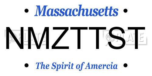 NMZTTST Massachusetts License Plate