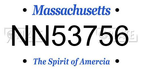 NN53756 Massachusetts License Plate