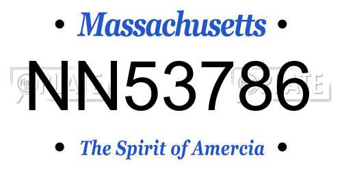 NN53786 Massachusetts License Plate
