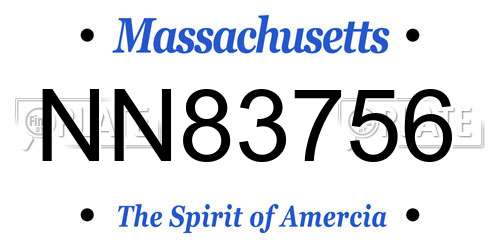 NN83756 Massachusetts License Plate