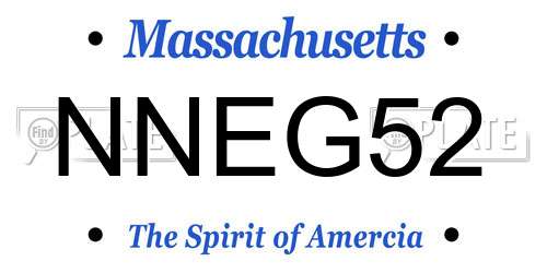 NNEG52 Massachusetts License Plate