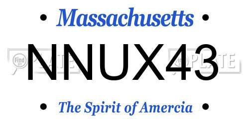 NNUX43 Massachusetts License Plate