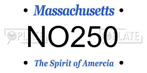 NO250 Massachusetts License Plate
