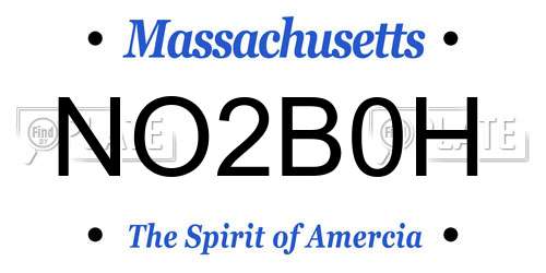 NO2B0H Massachusetts License Plate