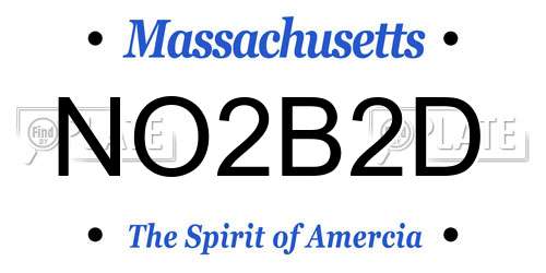 NO2B2D Massachusetts License Plate