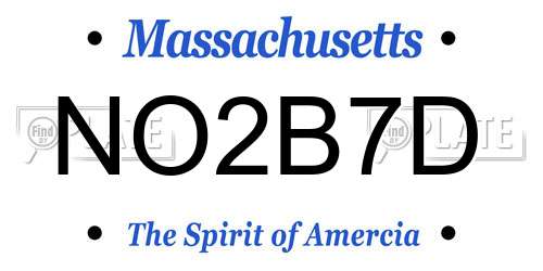 NO2B7D Massachusetts License Plate