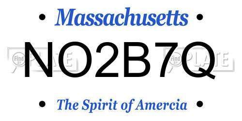 NO2B7Q Massachusetts License Plate