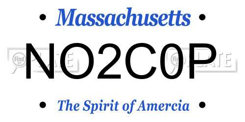 NO2C0P Massachusetts License Plate