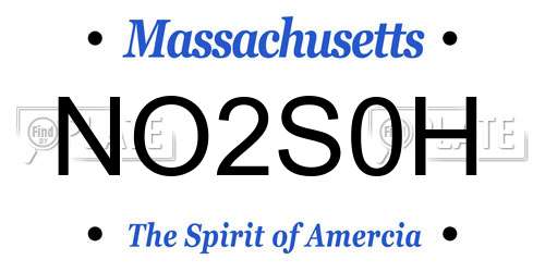 NO2S0H Massachusetts License Plate