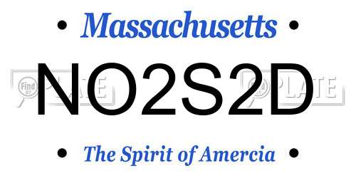 NO2S2D Massachusetts License Plate