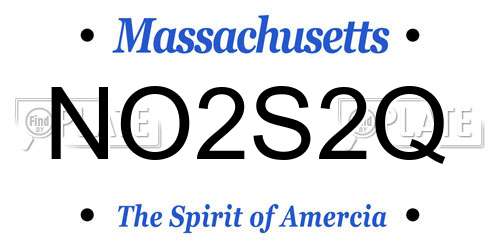 NO2S2Q Massachusetts License Plate