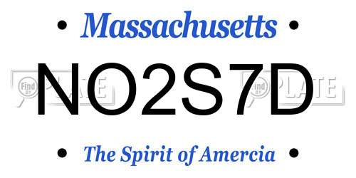 NO2S7D Massachusetts License Plate