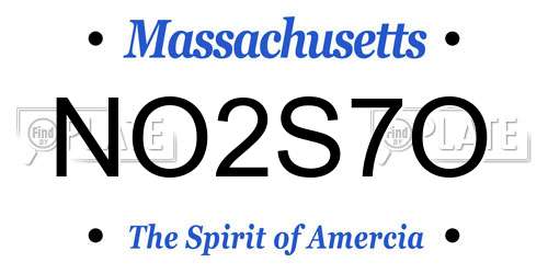 NO2S7O Massachusetts License Plate