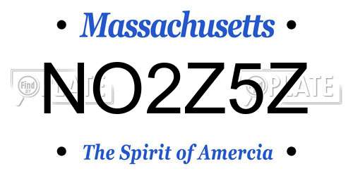 NO2Z5Z Massachusetts License Plate