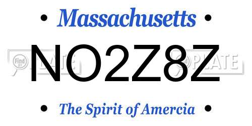 NO2Z8Z Massachusetts License Plate
