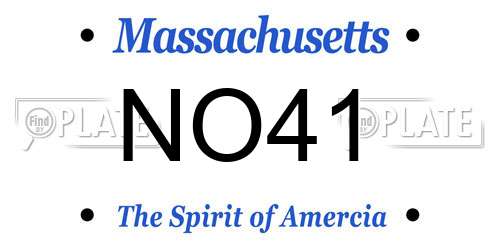 NO41 Massachusetts License Plate