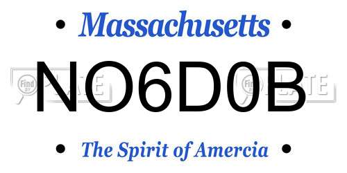 NO6D0B Massachusetts License Plate