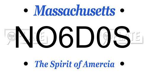 NO6D0S Massachusetts License Plate