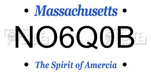 NO6Q0B Massachusetts License Plate