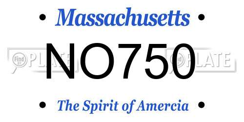NO750 Massachusetts License Plate