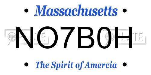 NO7B0H Massachusetts License Plate