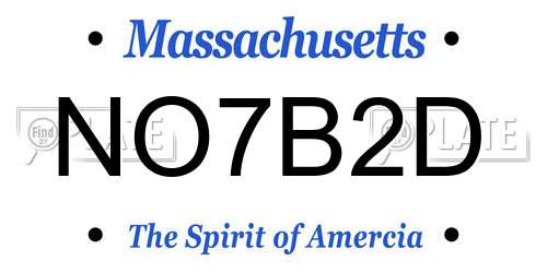 NO7B2D Massachusetts License Plate