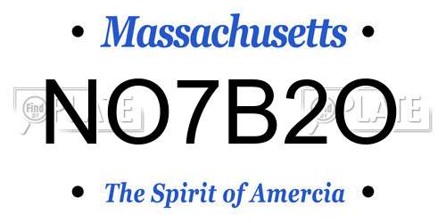 NO7B2O Massachusetts License Plate