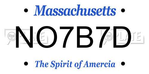 NO7B7D Massachusetts License Plate