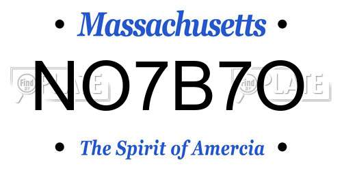 NO7B7O Massachusetts License Plate