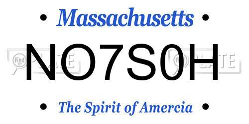 NO7S0H Massachusetts License Plate